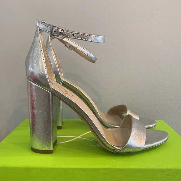 Sam Edelman Yaro Block Heels in Silver Size 8.5 - Picture 1 of 8